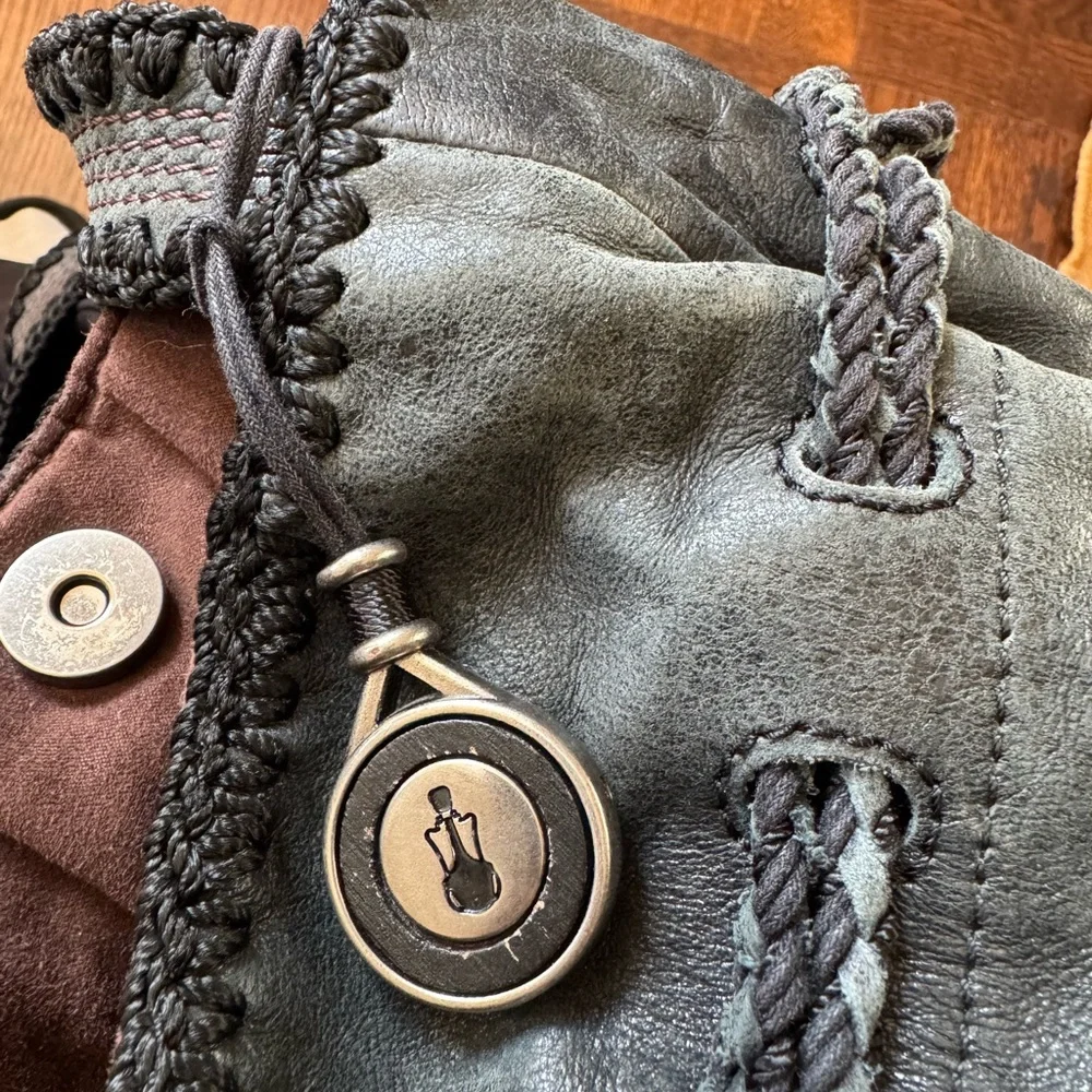 The Sac Black Leather Heritage Drawstring Bucket Bag soft leather bag